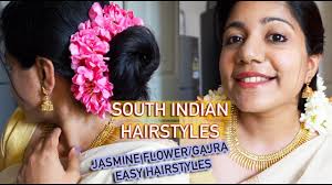 If you're going super sleek, ghd smooth & finish serum will do the. 5 Easy South Indian Hairstyles For Saree Hairstyle Using Jasmine Flower Easy Gajra Hairstyles Youtube