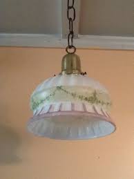 Vintage Hand Painted Pendant Light Bedroom Hallway Pink 1930s Pendant Lighting Bedroom Pendant Light Hand Painted Pendant