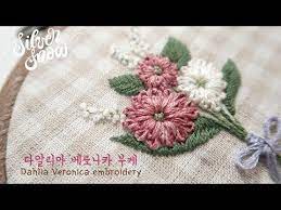 Hand Embroidery Dahlia Veronica Flower Bouquet Hand Embroidery Flower Hand Embroid Hand Embroidery Tutorial Embroidery Tutorials Flower Embroidery Designs
