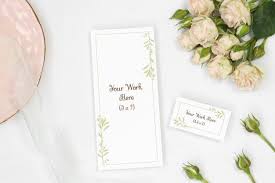 Mockup Wedding Menu And Name Card On White Background In 2020 Wedding Menu Cards Name Cards