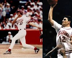 Image of Damon Minor playing basketball for the Oklahoma Sooners