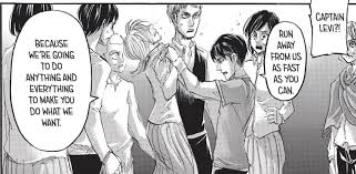 The jaw titan tries to bite into the neck of the attack titan, but levi severs the muscles in the left side of its face, rendering it unable to rip out the nape. Soron Rocket 10 Reasons It Would Make Narrative Sense For Levi