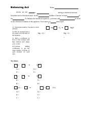 Balancing 49 balancing chemical equations worksheets with answers balancing equations worksheet balancing equations practice worksheet. Balancing Act Chemical Equation Practice Balancing Act Name Atoms Are Not Or During A Chemical Reaction Scientists Know That There Must Be The The Course Hero