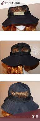 Yafeng Bomei Black Vented Lightweight Boonie Hat Safari Style Black Vents Black
