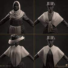 Upper Left Shawl Was Sculpted By Hand And The Others Were Draped In Marvelous Designer Shirt Wrinkles Clothing Folds Character Models
