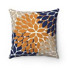 Shop birch lane for farmhouse & traditional orange throw pillows, in the comfort of your home. Navy Orange And Tan Flower Pillow Cover Throw Pillow Modern Etsy Flower Pillow Orange Pillows Blue And Orange Living Room