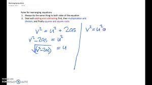 More specifically, the equations of motion describe the behavior of a physical system as a set of mathematical functions in terms of dynamic variables. Rearranging Equations Suvat Youtube