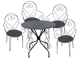 table 4fauteuils jardin metal fer forge gris guermantes salle a manger en fer forge salle a manger jardin fer forge