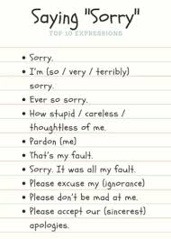 Saying Sorry Hay Distintas Formas De Pedir Perdon Aqui Teneis Una Lista Con Distintas M Palabras De Vocabulario Vocabulario En Ingles Ortografia En Ingles