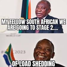But we wouldn't be south africans if we didn't flip this tragic circumstance and make pure comedy gold from our situation. Fellow South Africans On Twitter My Fellow South Africans Due To Coldfront We Going To Stage 2 Loadshading And Level 2 Lockdown Next Month From President Cyril Ramaphosa Https T Co Vmj5p62b9a