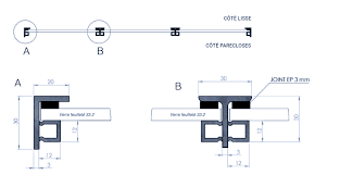 Profil a visser ou coller (silicone). Parclose Acier 12x12