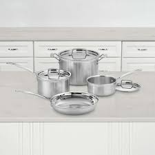 Enameled cast iron set (2) refine by material: Cuisinart Multiclad Pro Tri Ply Stainless Steel 7 Piece Cookware Set Reviews Crate And Barrel Canada