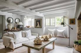 This Beamed Cottage Has Been Modernised With New Floors And A Fresh Neutral Colour Palette To Add Cottage Living Rooms Cottage Interiors Rustic Home Interiors
