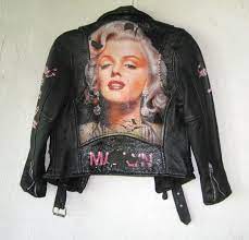 Marilyn Monroe Vintage Airbrush Hand Painted Leather Motorcycle Jacket Painted Leather Jacket Vintage Outfits Jackets