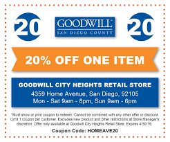 City Heights Store Coupon Goodwill Industries Of San Diego County