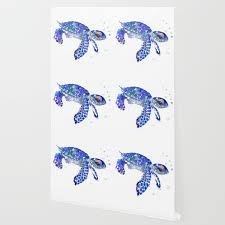 Funny little turtles, walking and swim tortoise animals vector set. Cute Blue Baby Sea Turtle Children Illustration Turtle Art Wallpaper By Surenart Society6
