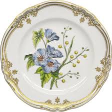 Typical wedgwood blue jasperware plate with white sprigged reliefs. Spode Stafford Flowers Dessert Plate Lisa Acacia Design Porcelain Gallery
