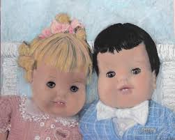 GIFT! Hand Painted Custom DOUBLE Baby Doll Portrait, Two Doll Painting,  Vogue Baby Dear, Thumbelina,custom Portrait,ideal, Butterball,ooak
