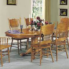 This dining set is constructed of solid oak with a rich burnished oak finish. Acme Nostalgia Dining Table With Pedestal Oak Walmart Com Walmart Com