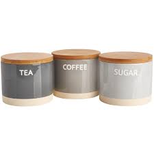 Round storage metal retro coffee tea sugar tins set of 3 white & grey design. Grey Ceramic Tea Coffee Sugar Online Shopping