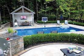 In small backyard spaces, a pool often must be located close to or adjoining the house itself. Hanging Out Poolside In A Powell Columbus Back Yard