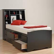 Black tall twin captains platform. Prepac Sonoma Black Tall Queen Bookcase Platform Storage Bed Bbq 6212 Kit