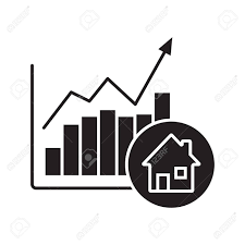 Real Estate Market Growth Chart Glyph Icon Silhouette Symbol
