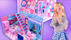 Diy Miniature Dollhouse Barbie Bedroom Bathroom Kitchen And Living Barbie Bedroom Doll House Barbie Dolls Diy