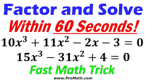 Can You Factor And Solve This Cubic Equation In Under 60 Seconds Fast In 2020 Math Tricks Solving Factors