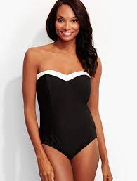 The Chicest Black And White One Piece Bathing Suit With A Feminine Sweetheart Neckline Women One Piece Clothes For Women