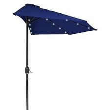 Latitude Run Phipps Patio Half Led Solar Powered 9 Lighted Umbrella Best Patio Umbrella Patio Solar Powered Led Lights