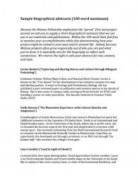 Download Sample Biographical Abstracts Biography Template 100 Words Life Facts