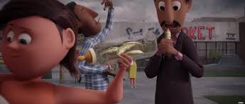 Movie Review Cloudy With A Chance Of Meatballs Proper Alerts Part I K S Tray It is unknown if the other foods on the billboard are alive. movie review cloudy with a chance of