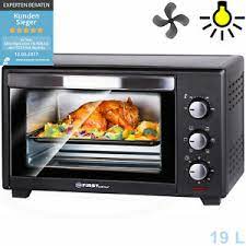 19 L Mini Backofen Mit Krumelblech 1380 Watt Pizzaofen Innenlicht Umluft Ebay