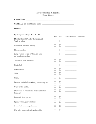 Developmental Checklist Four Years Checklist Teaching Tips Development