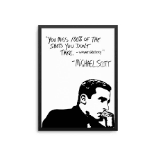 Michael Scott Wayne Gretzky Quote Poster The Office Tv Show Etsy Michael Scott Quotes Motivational Art Prints Quote Posters