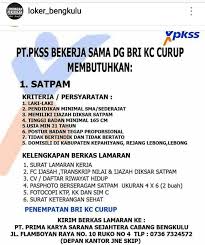 Lowongan kerja admin kredit bank harta mandiri pekanbaru bulan maret 2014. Lowongan Kerja Satpam Penempatan Bri Kc Curup Seribu1 Com