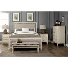 Luxeo Cambridge 5 Piece Queen Bedroom Set With Solid Wood And Upholstered Trim In White Wash Lux Q2501 Wht5 The Home Depot Bedroom Sets Furniture Queen White Bedroom Set Furniture White Bedroom Set
