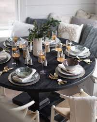 Beach House Dining Room Winter Makeover Reveal Home Decorators Round Dining Table Decor Black Round Dining Table Dining Table Black