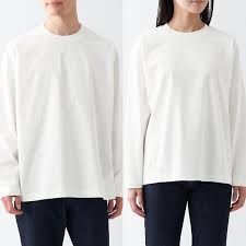 ÁO THUN COTTON TAY DÀI CỔ TRÒN NỮ TRẮNG NGÀ S-M | MUJI