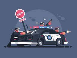 Police Patrol Fires From Behind Car Attack Of Criminals Vector Illustration Illustration Vector Man