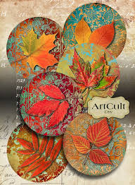 Digitale Collage Blatt Rostigen Herbst Druckbare 2 5 Zoll Grosse Kreis Bilder Fur Taschenspiegel Magnete Grammaturen Handwerk Design Artcult In 2020 Leinwandbilder Selber Machen Bastelarbeiten Malerei