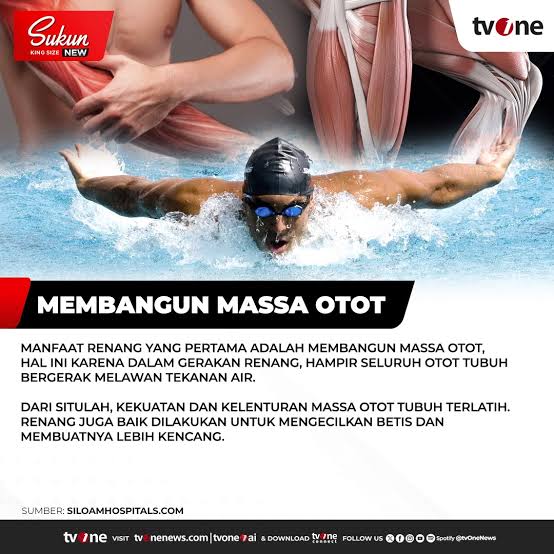 Berenang melatih hampir seluruh kelompok otot utama secara bersamaan, AI generated