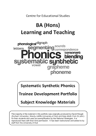 Teaching systematic synthetic phonics and early english. Phonics Portfolio Subject Knowledge Materials