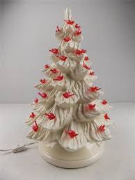 Vintage 16 White Ceramic Lighted Christmas Tree With 49 Red Birds Ceramic Christmas Trees Vintage Ceramic Christmas Tree Vintage Christmas Tree
