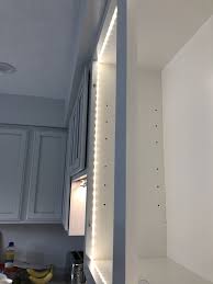 7 15 17 Side View Of Led Strip Light In Cabinet This Will Be Hidden After Doors Are Replaced Led Strip Lighting Strip Lighting Bathroom Mirror