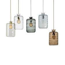 Pillar Pendant Gris Fume Cable Argent Suspension Verre H32cm 266 00 Suspension Verre Lustre En Verre Lampe En Verre
