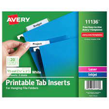 Find a variety of file dividers, file tabs, filing labels & more. Avery Printable Tab Inserts For Hanging File Folders 2 Pack Of 100 11136 Avery Com