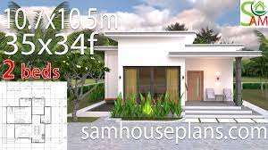 By far our trendiest bedroom configuration, 3 bedroom floor in another 3 bedroom house plan a young couple can set up the perfect bedroom for their child while maintaining space on the other hand, if you have small children, you may want. House Plans 10 7x10 5m With 2 Bedrooms Flat Roof Samhouseplans