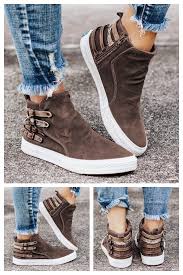 Kaffee Leinwand Sneakers Schnalle Seitlicher Zipper Schuhe Damen Herren Sommer Outfits Frau Stil